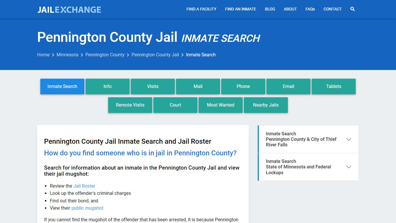 Inmate Search: Roster & Mugshots - Pennington County Jail, MN