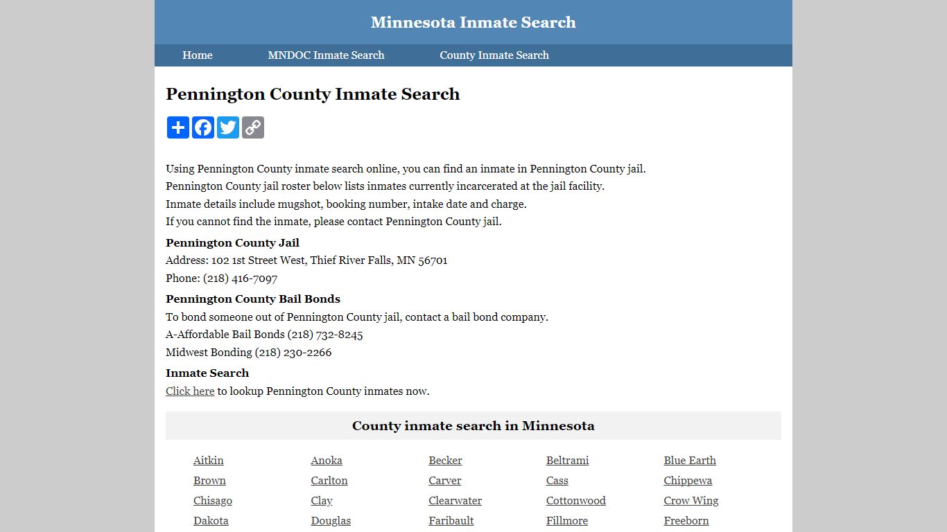 Pennington County Inmate Search